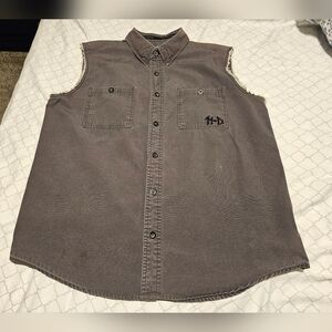 Harley-Davidson Sleeveless Brown Button Down Shirt